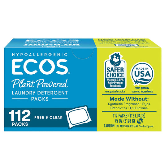 ECOS Free & Clear laundry detergent packs 112-count