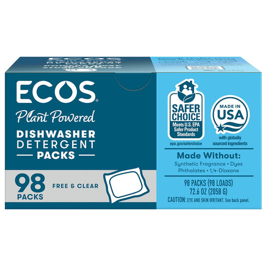 ECOS Free & Clear dishwasher detergent packs 98-count