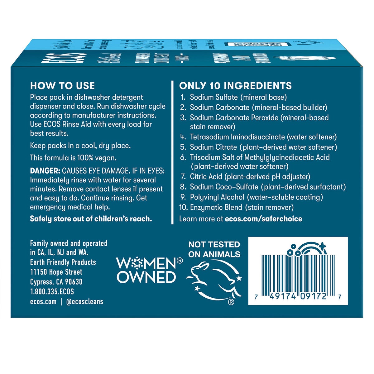 ECOS plant-powered dishwasher detergent packs