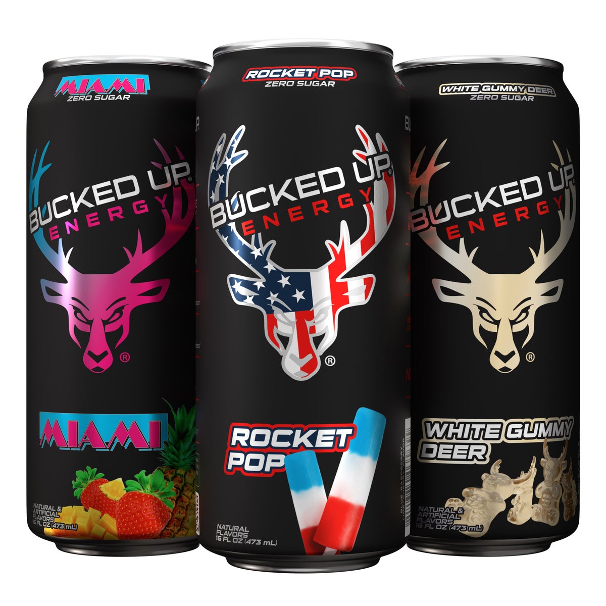 Bucked Up 16 oz energy drink cans in mixed flavors
