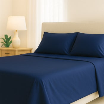Pure Fiber dark blue bamboo viscose sheet set