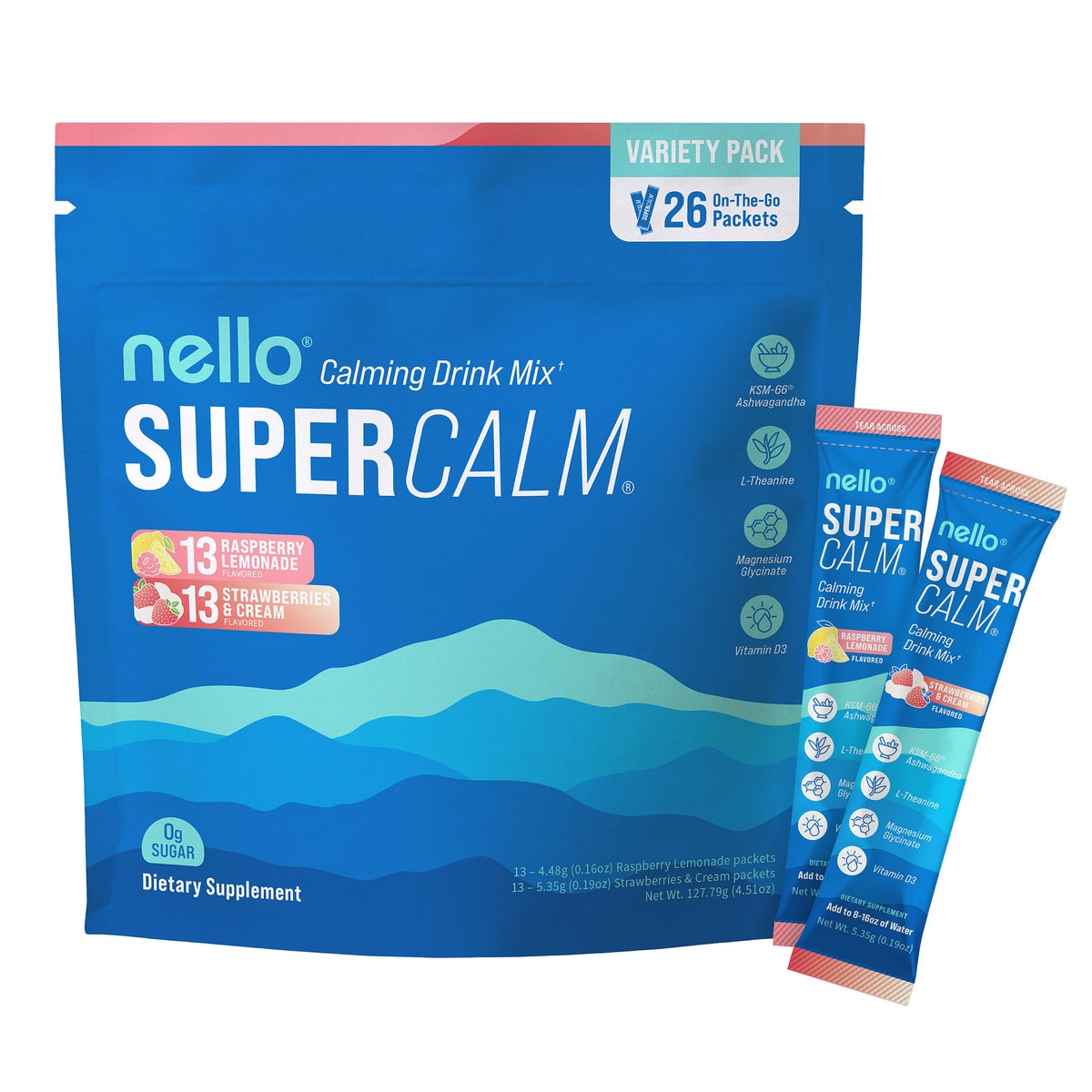 Nello Supercalm variety pack drink mix 26 count