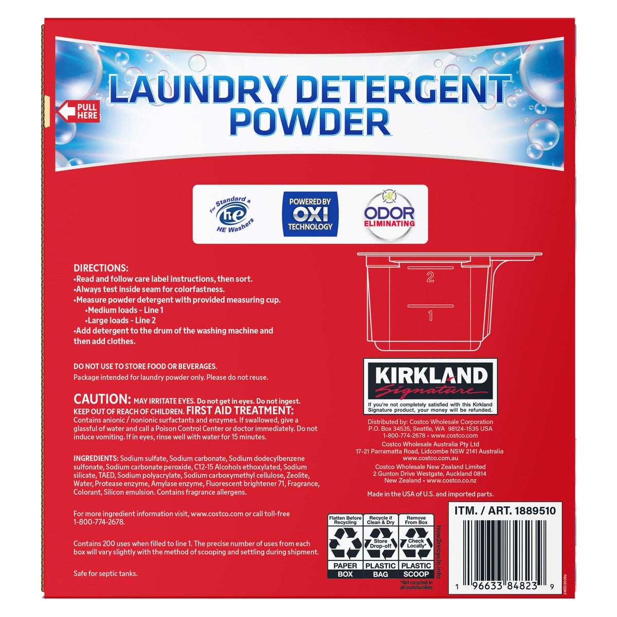 HE compatible Kirkland Signature powder detergent