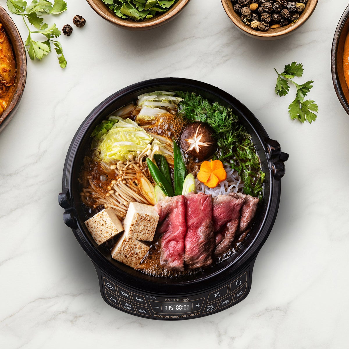 Modern black induction cooktop for small kitchens