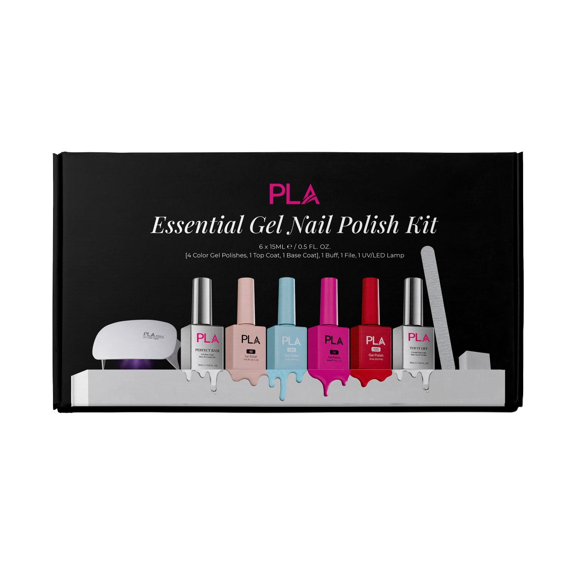 PLA Beauty 9-piece gel nail polish kit with UV LED lamp