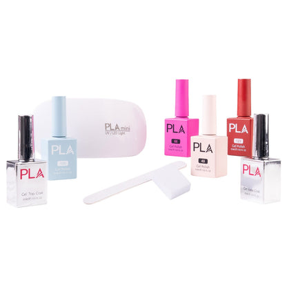 PLA gel manicure set with four polishes base and top coat