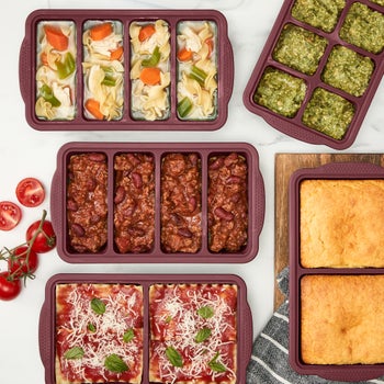 MIU dark red silicone freezer trays with lids 5-pack
