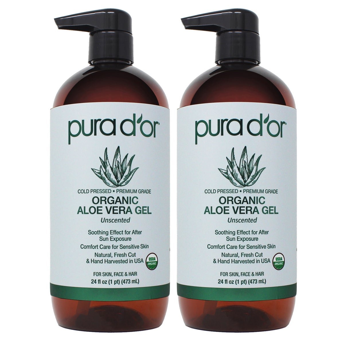 pura d'or organic aloe vera gel 2-pack