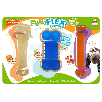 Nylabone Fun and Flexi dog toys 3-count pack