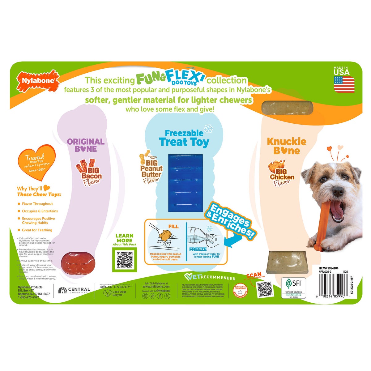 Made in USA Nylabone Fun and Flexi toys