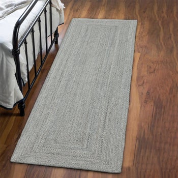 Obeetee Layla gray braided runner rug 2'3 x 8'