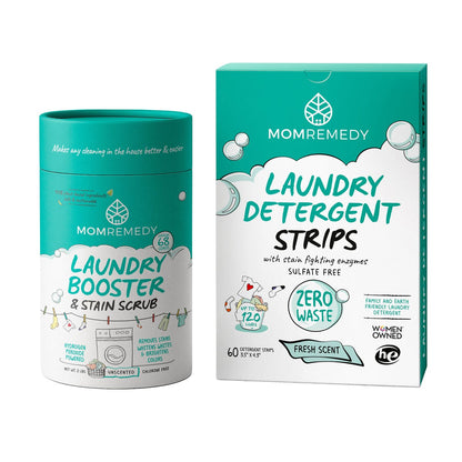 MomRemedy laundry sheets bundle with booster and stain scrub