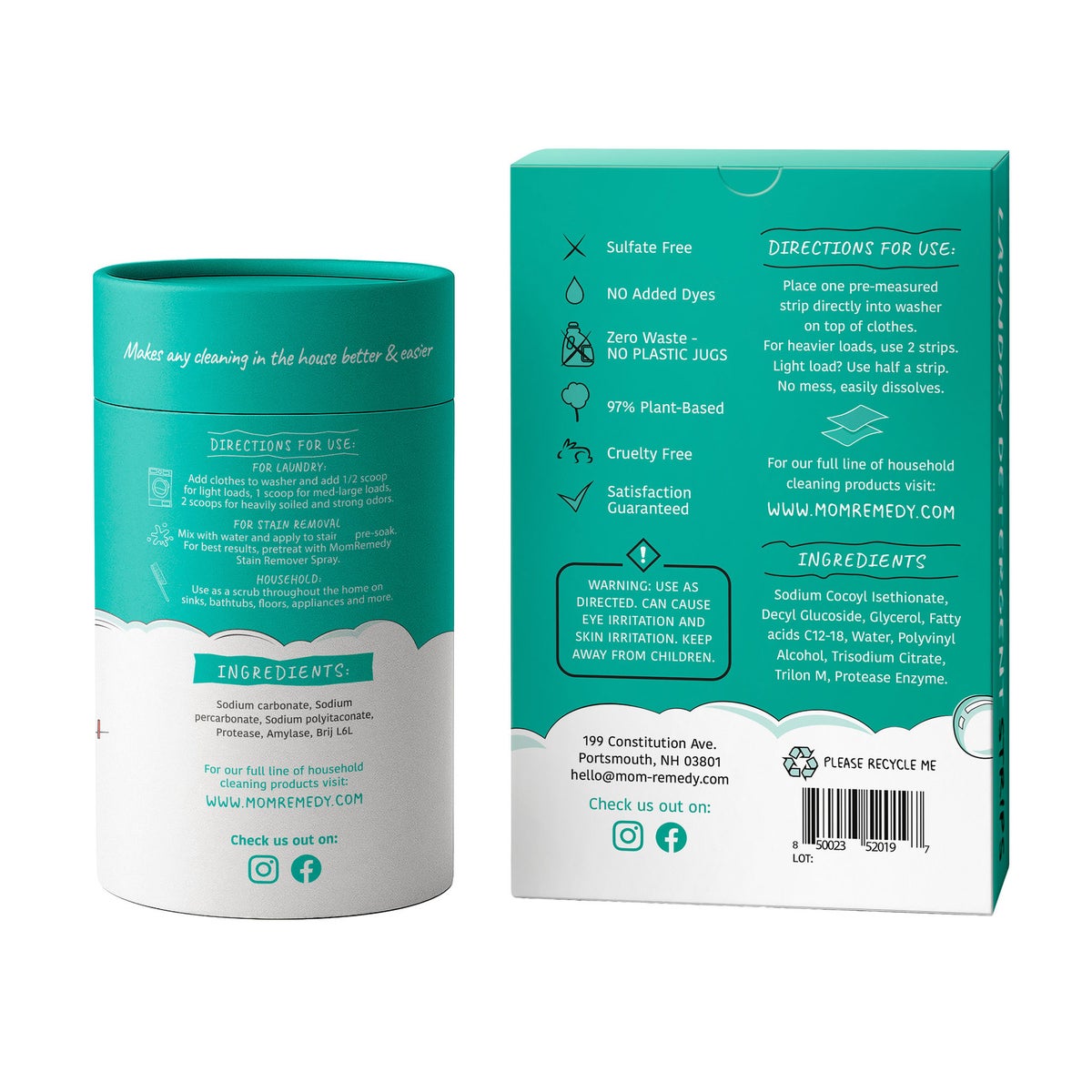 Fresh scent sulfate free laundry detergent strips