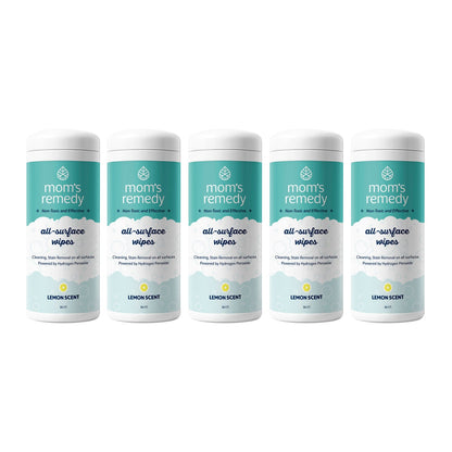 MomRemedy lemon hydrogen peroxide cleaning wipes 5-pack
