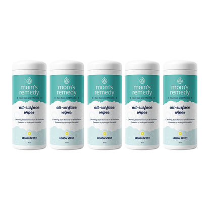MomRemedy lemon all-surface cleaner wipes pack