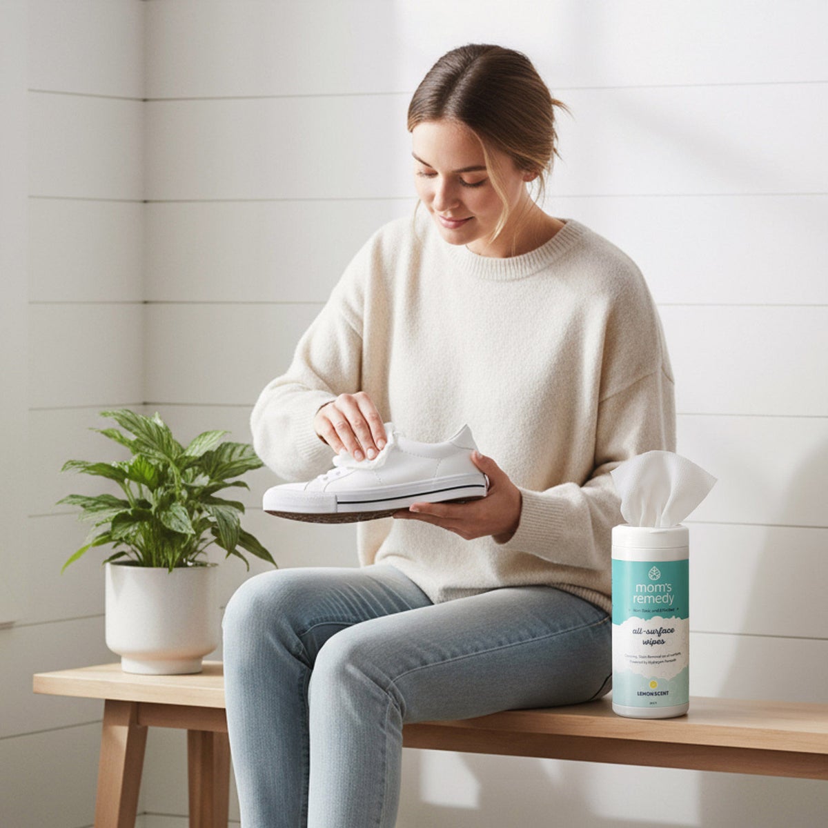 MomRemedy non-bleaching cleaner wipes close-up