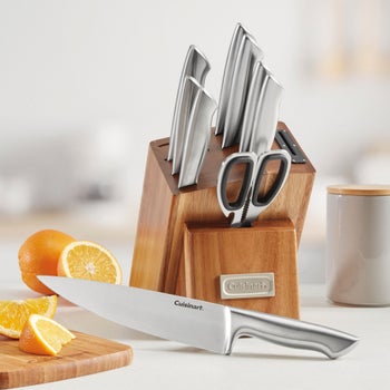 Cuisinart German steel knife block set with built-in sharpener
