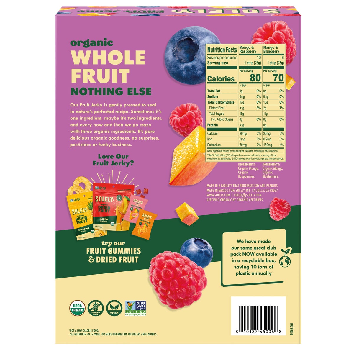 Individually packed Solely fruit jerky snack assortment