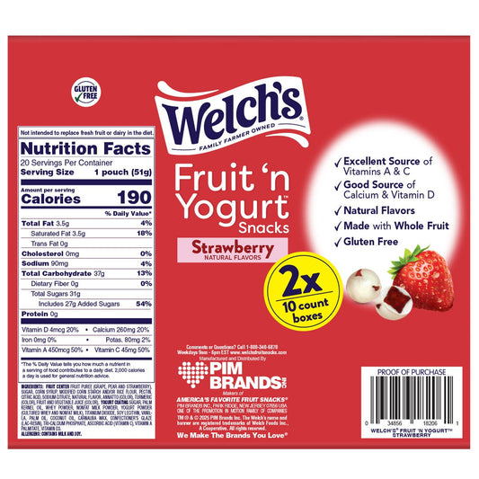 Welch's fruit and yogurt snack pouches strawberry