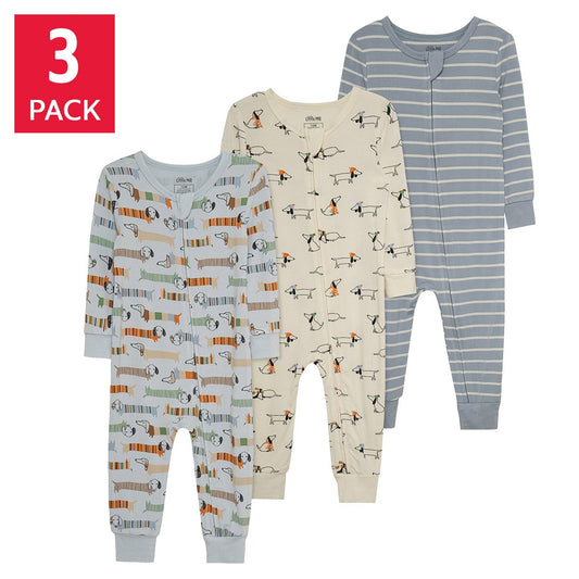 Little Me 3-pack baby sleepers in blue