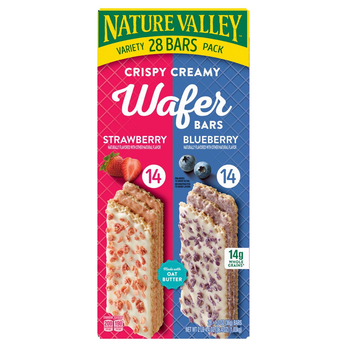 Nature Valley crispy creamy wafer bars variety pack strawberry and blueberry