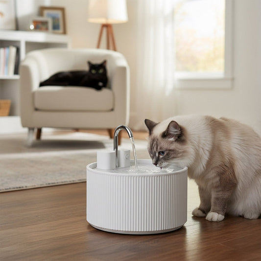 Ceramic faucet-style pet fountain with modern design