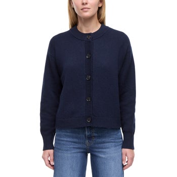 Banana Republic women's navy button-up cardigan front view