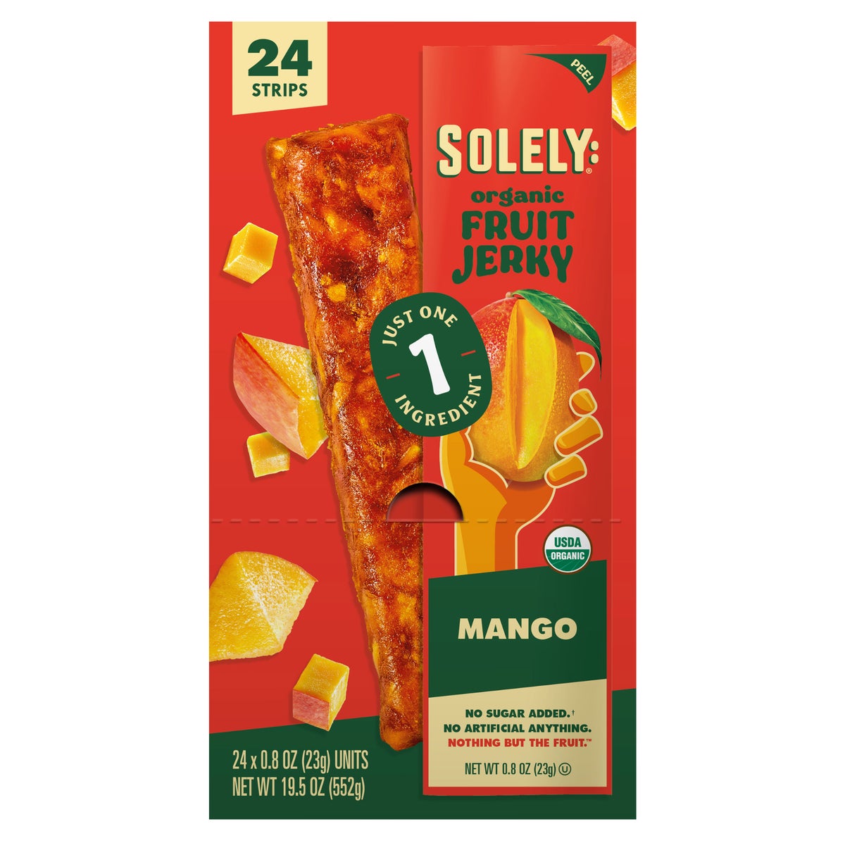 Solely organic mango fruit jerky 24-count box