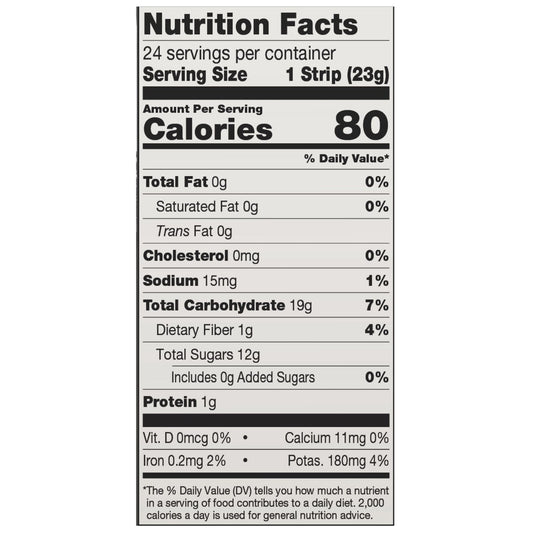 Single-ingredient mango fruit jerky snack strips