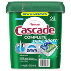 Cascade Complete Shine Boost dishwasher detergent ActionPacs 92 count