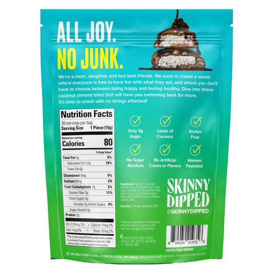Dark chocolate coconut almond snack bites by Skinny Dipped