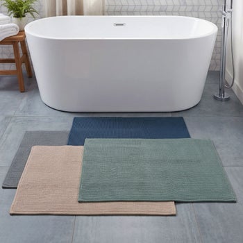 Whitley Willows green cotton woven bath mat 24 x 36