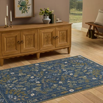 Rifle Paper Co. x Loloi blue Figaro area rug 5 x 7 11