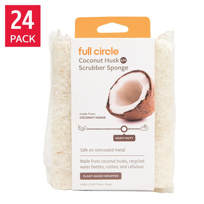 Full Circle coconut heavy-duty sponge 24-count pack