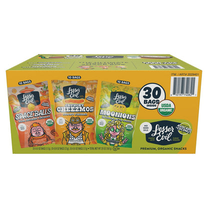 Lesser Evil Organic Snacks variety pack 30-count
