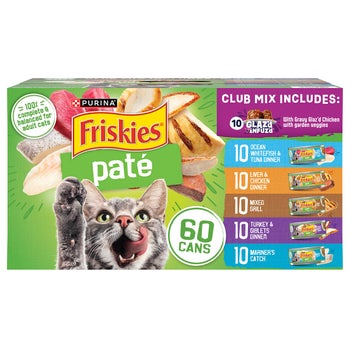 Friskies pate wet cat food variety pack 60-count