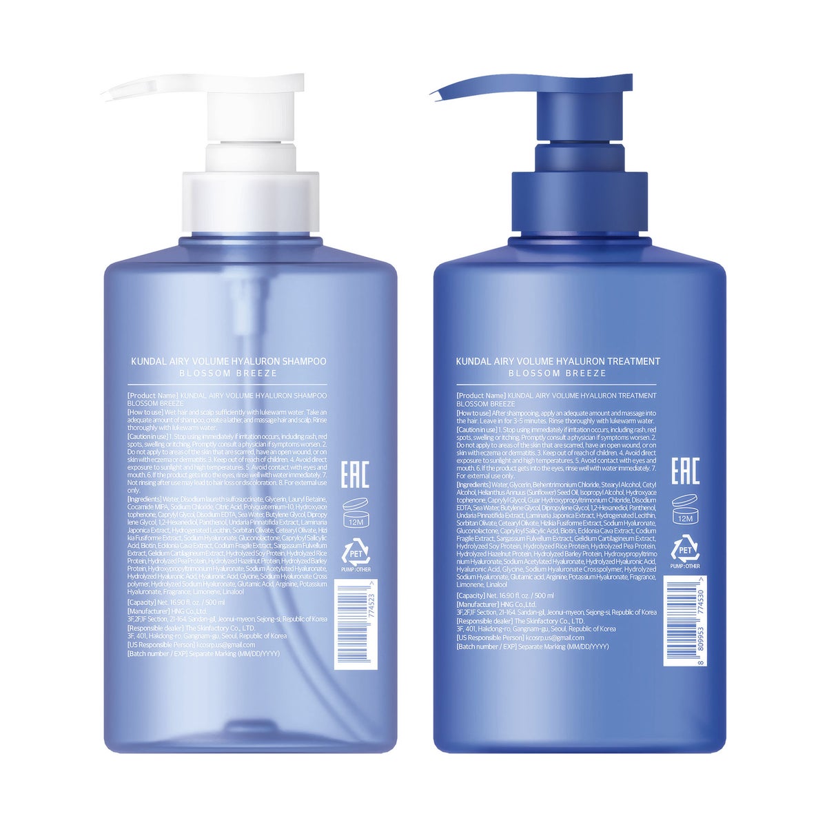 Kundal hyaluron hair care duo for volume support