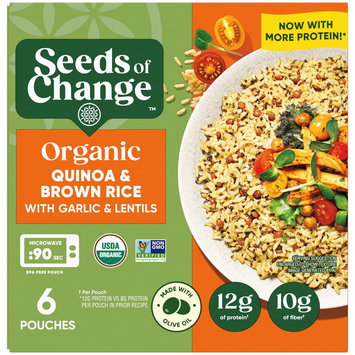 Seeds of Change organic quinoa and brown rice with garlic and lentils 6-count