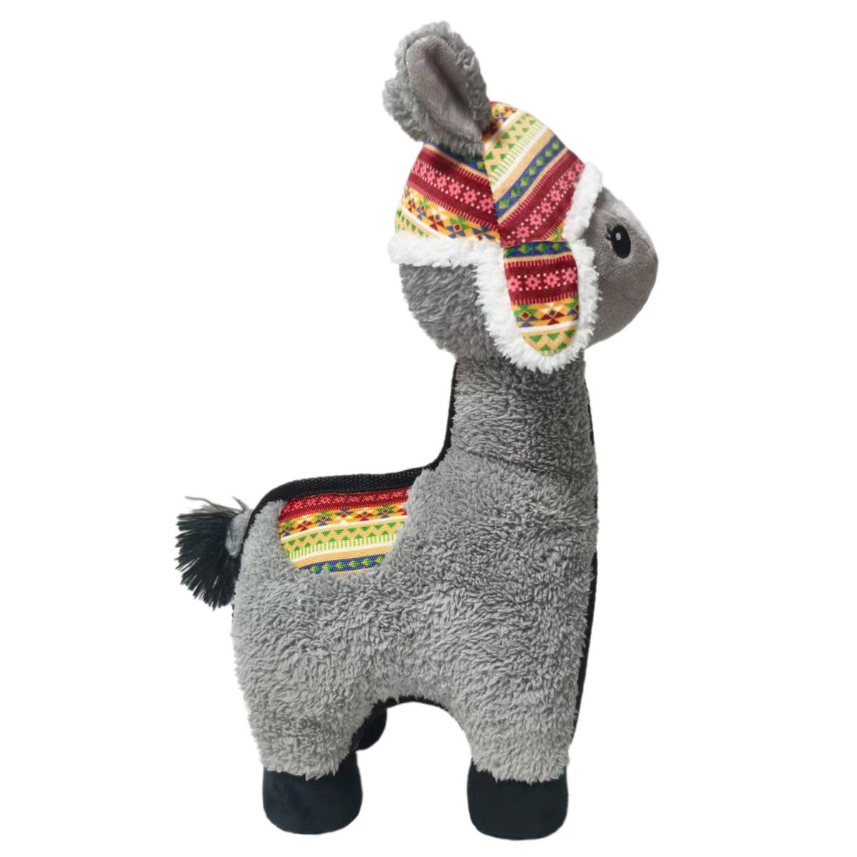 Soft llama pet toy with spiky ball inside