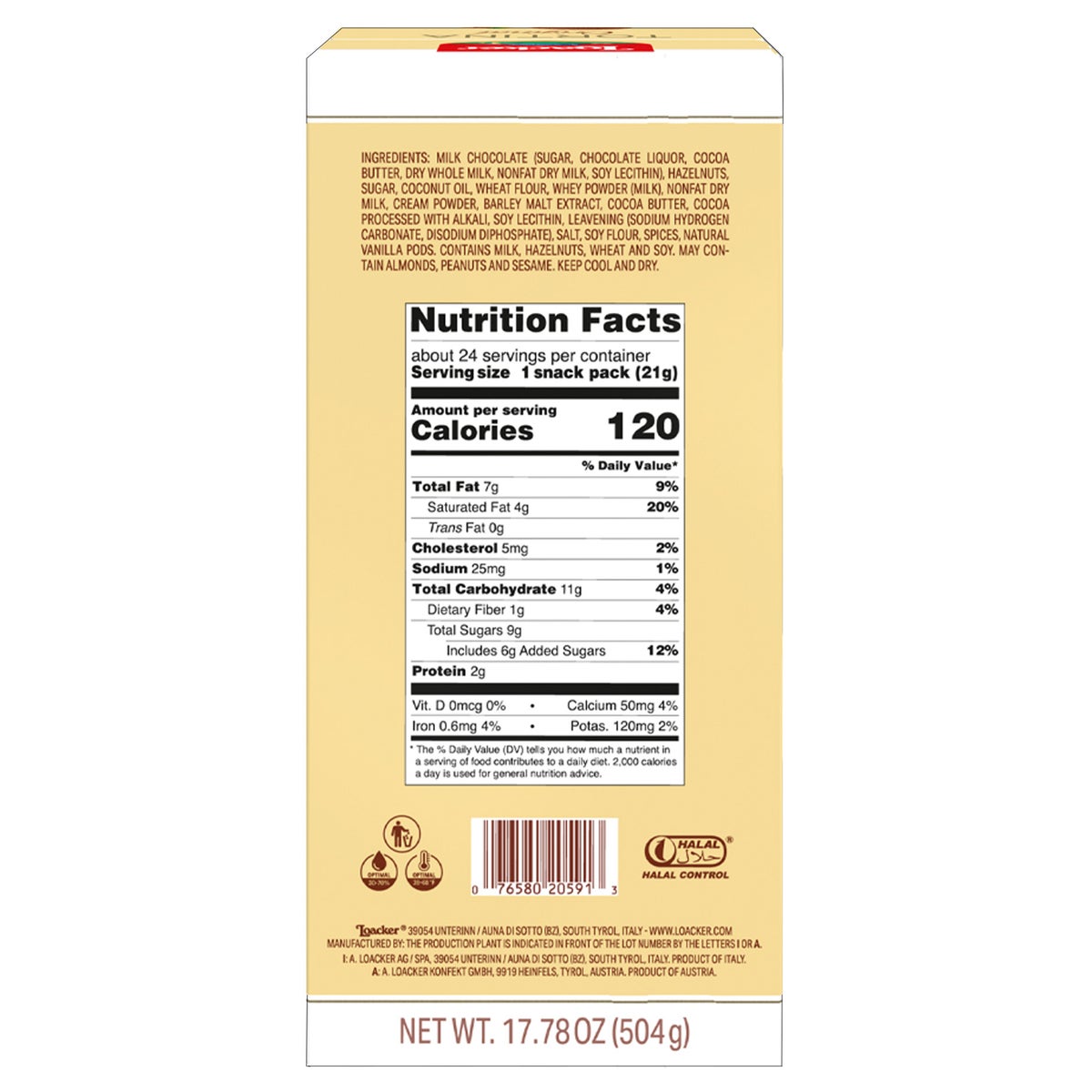 Individually wrapped Loacker Tortina wafer snacks