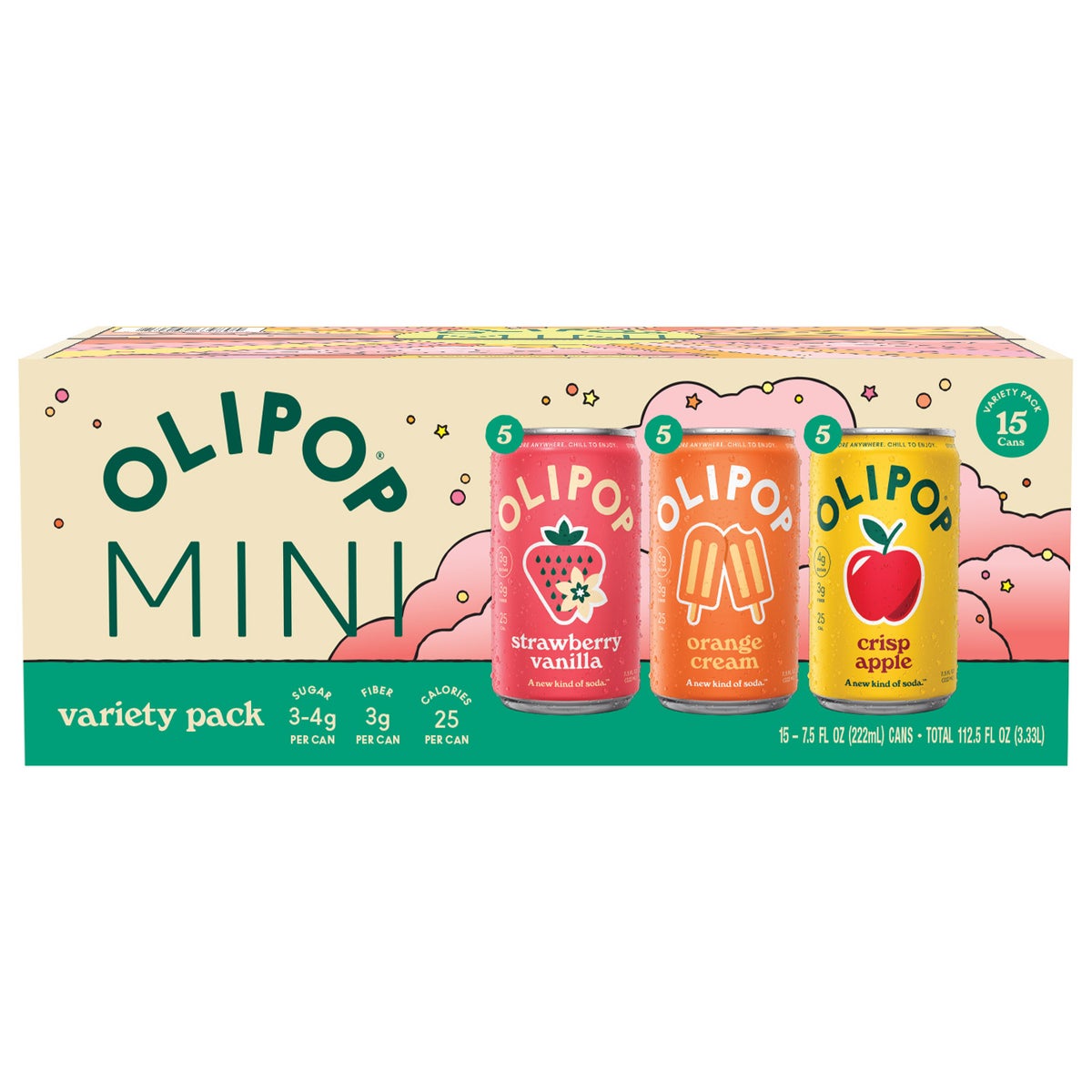Olipop Mini Soda variety pack 15-count cans