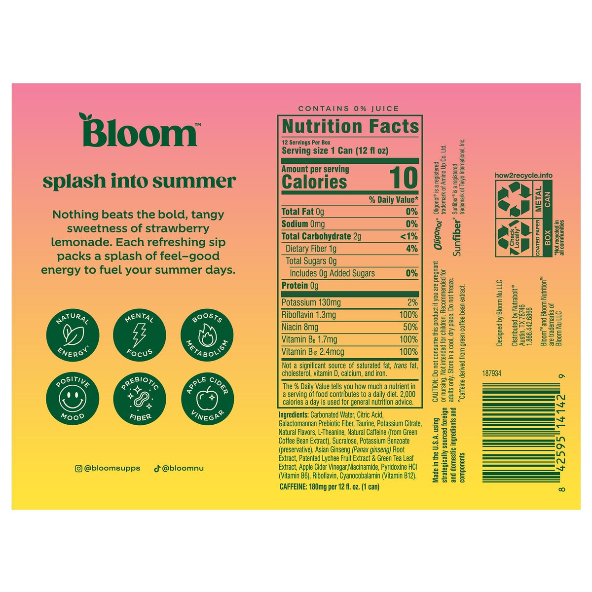 12 fl oz Bloom energy drink can