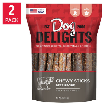 Dog Delights chewy beef sticks 48oz 2 pack