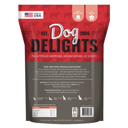 Real beef dog treats in chewy stick form