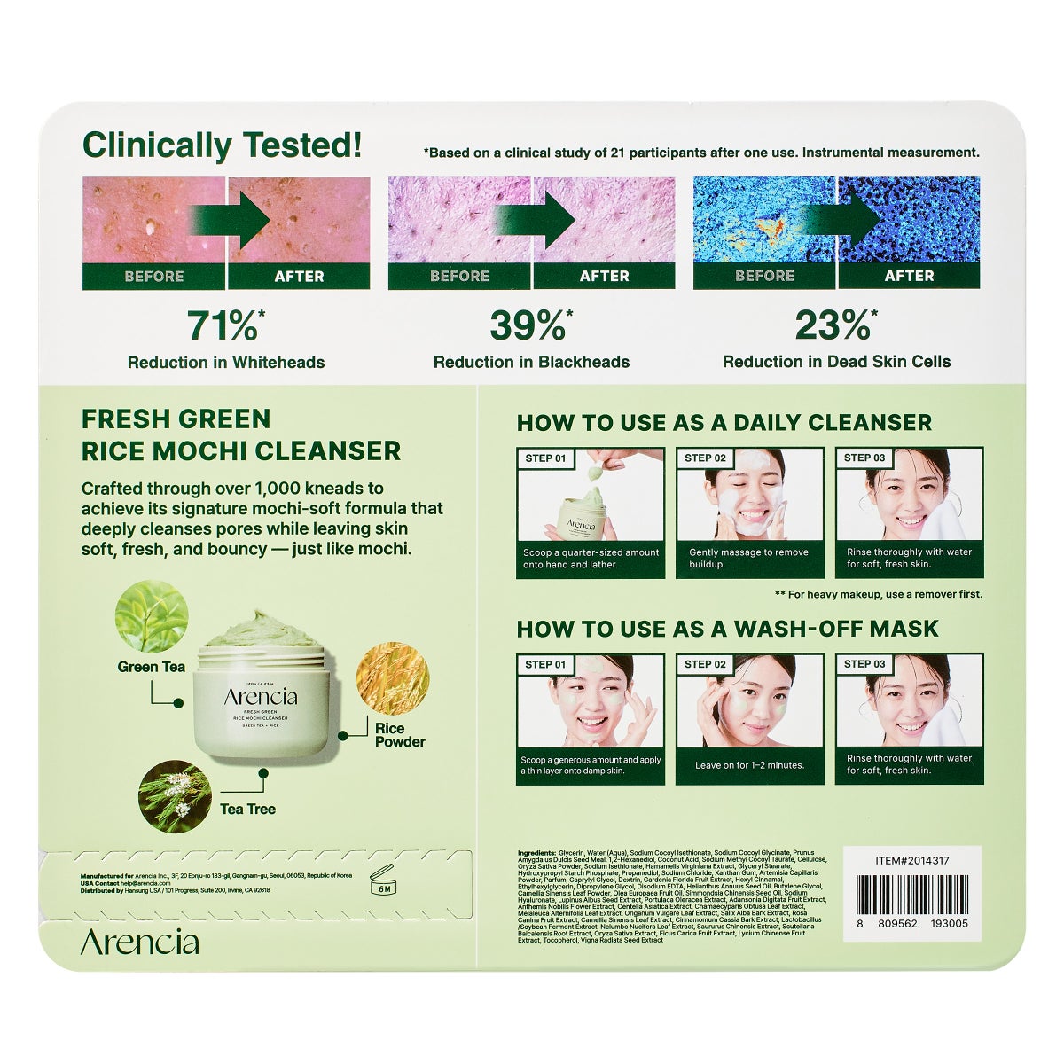Arencia fresh green cleanser for daily face cleansing