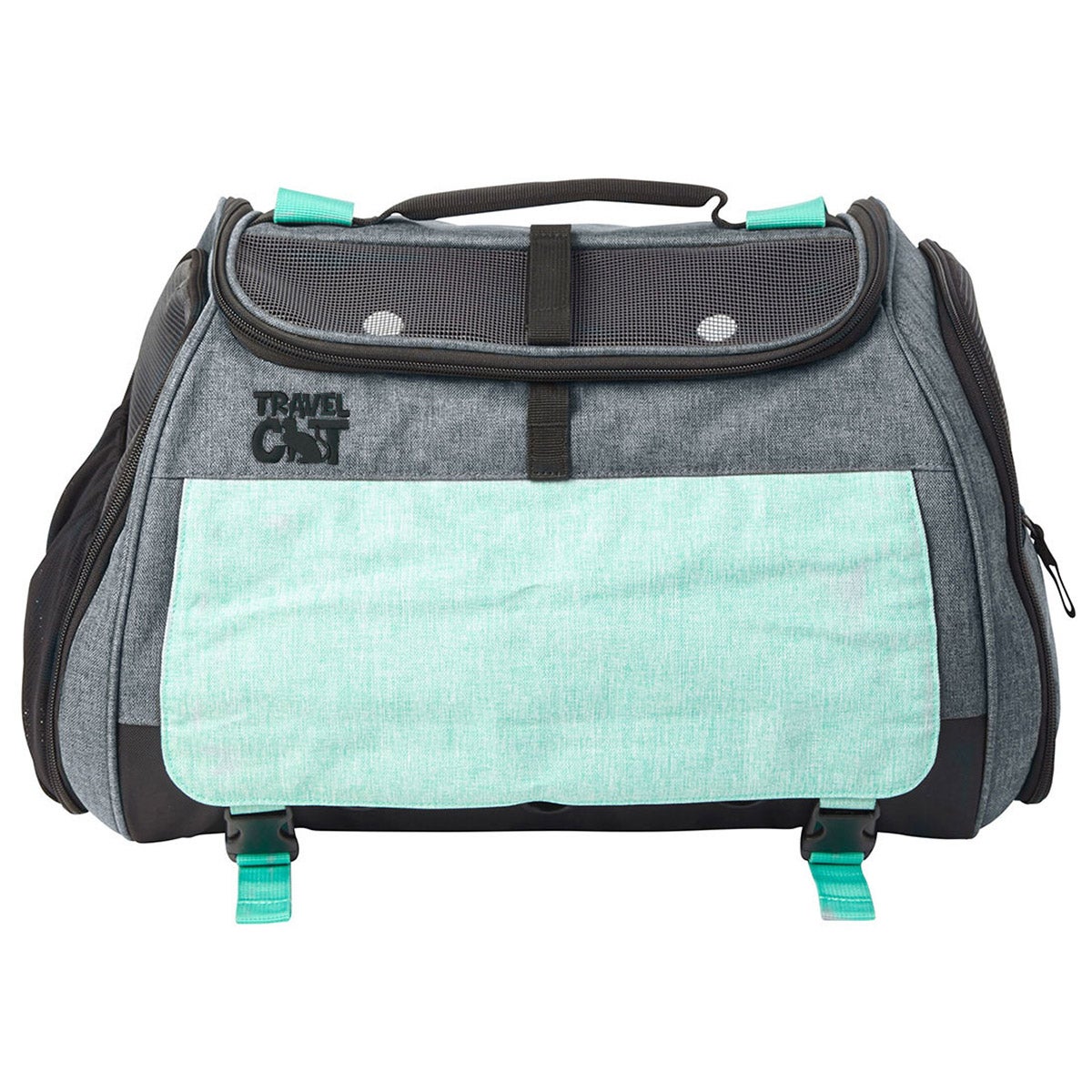 Dark interior cat carrier for calmer travel