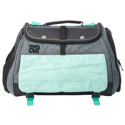 Dark interior cat carrier for calmer travel
