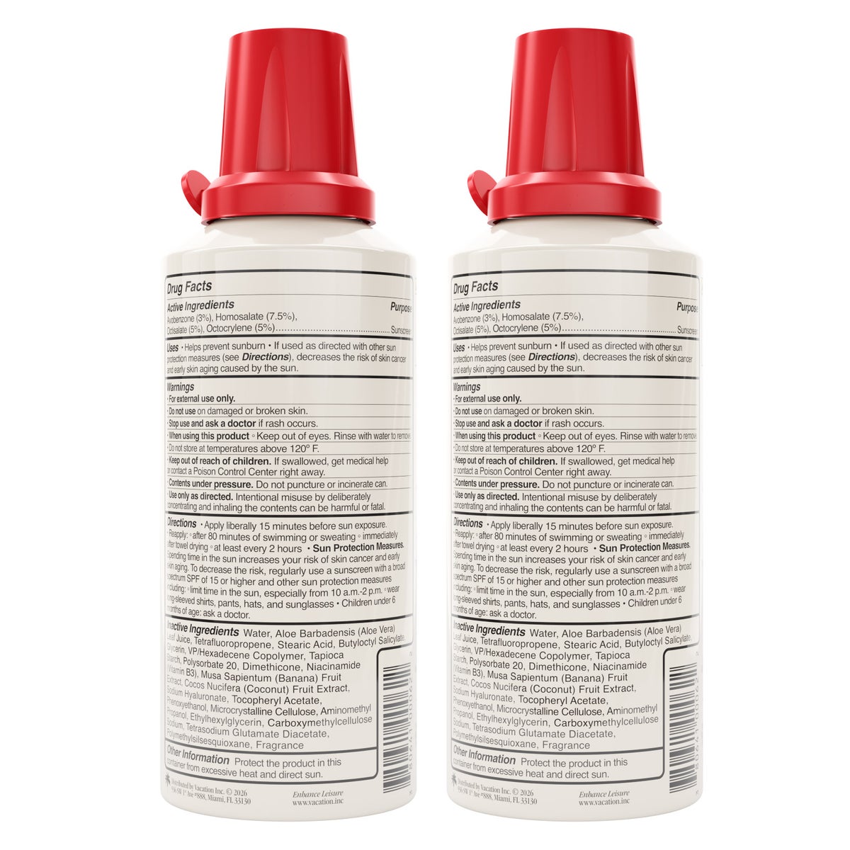 Broad spectrum SPF 30 Vacation sun care product