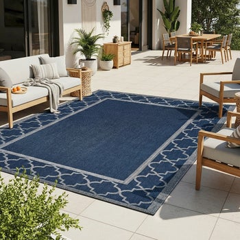 Laguna Simeon navy gray indoor outdoor area rug