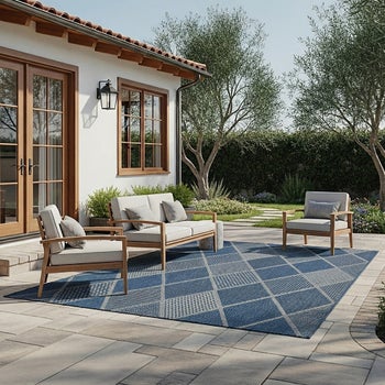 G.A. Gertmenian Laguna indoor outdoor area rug in Morris Navy Gray